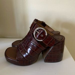 Chloé Brown crocodile sandals/heels
